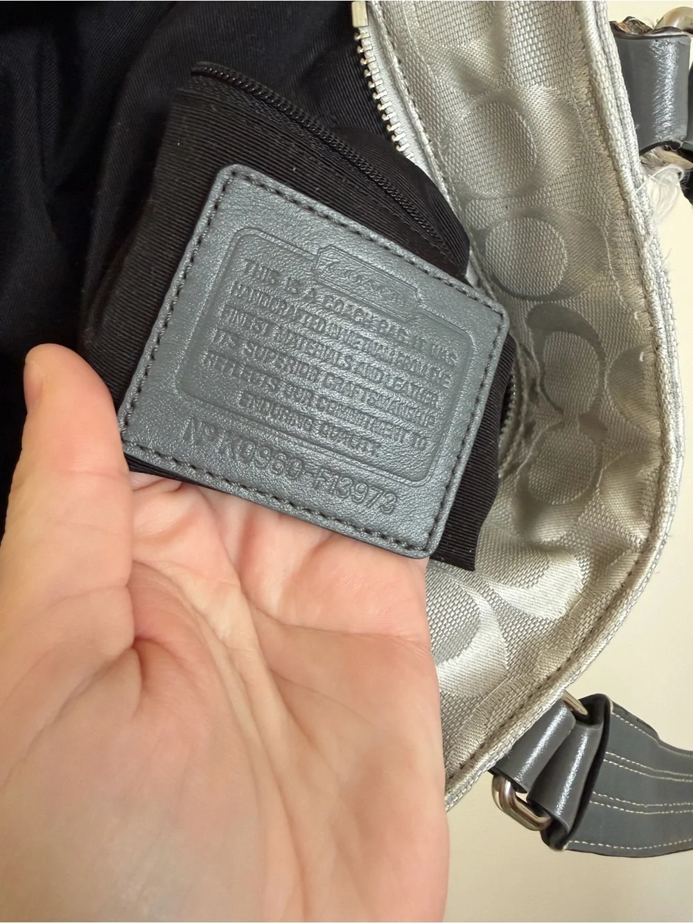 COACH Vintage Hampton Grey and Silver Shoulder Bag